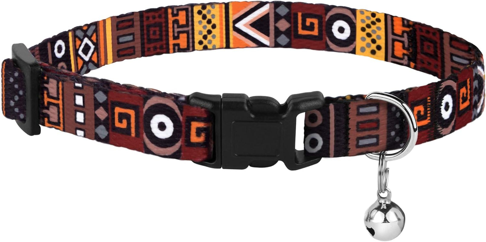 2 PCS Breakaway Cat Collar with Bell Tribal Nylon Pet Collars for Cats Kitten (Pattern 2 + Pattern 3)