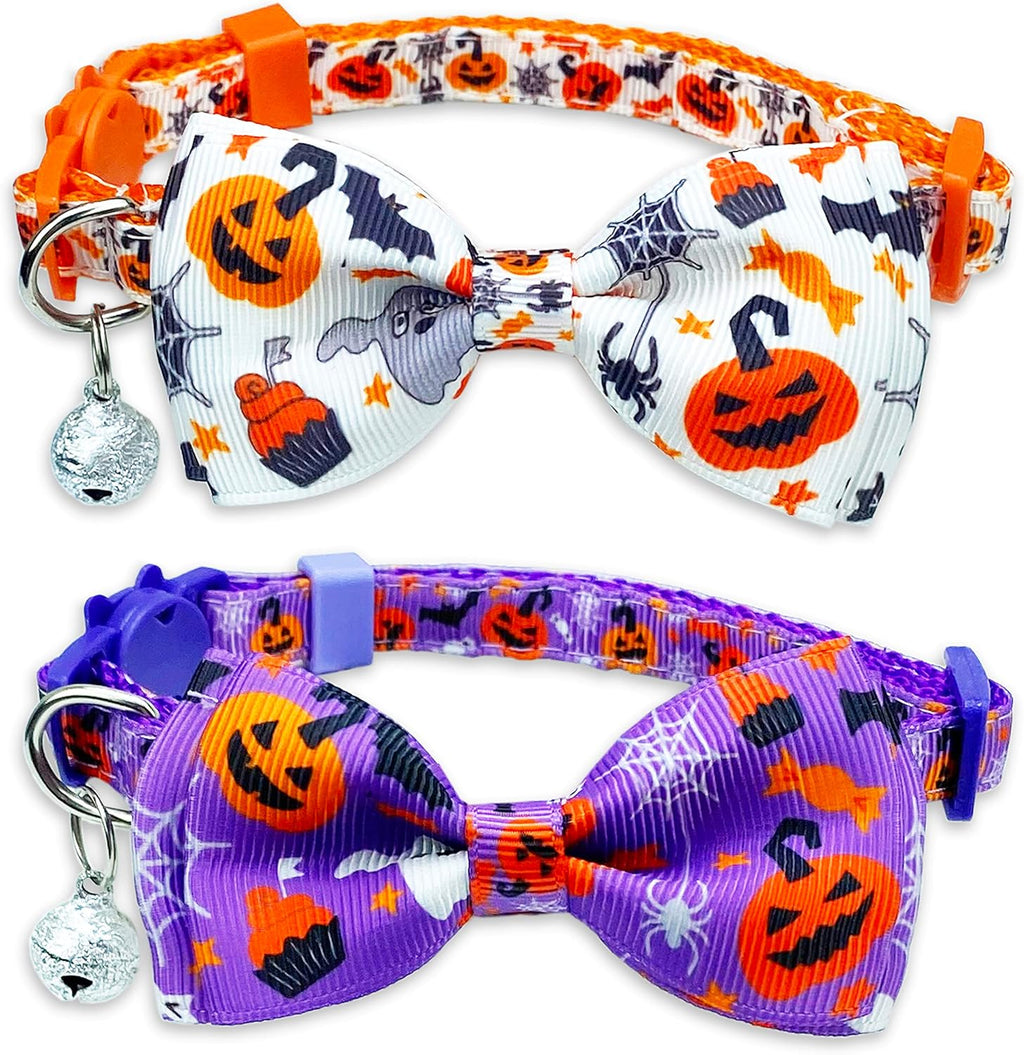 Halloween Cat Collar with Bell - Kitty Kitten Holiday Bow Tie