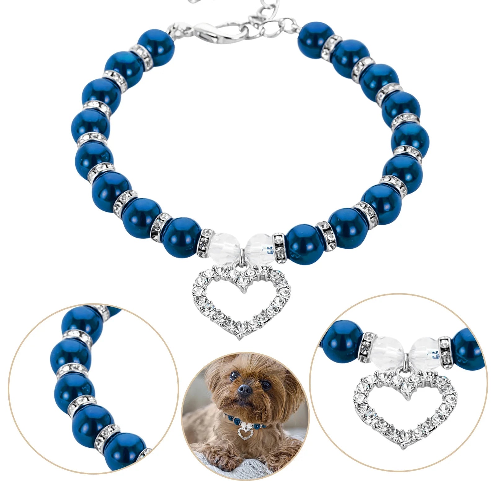 Pearls and Diamonds Dog Collar Pet Dog Chain Cat Collar Adjustable Dog Collar Diamond Flash Dog Collar Cat Collars for Girl Cats Pack Cat Bow Ties Collars Cat Bib Collar for Cat Leather Dog