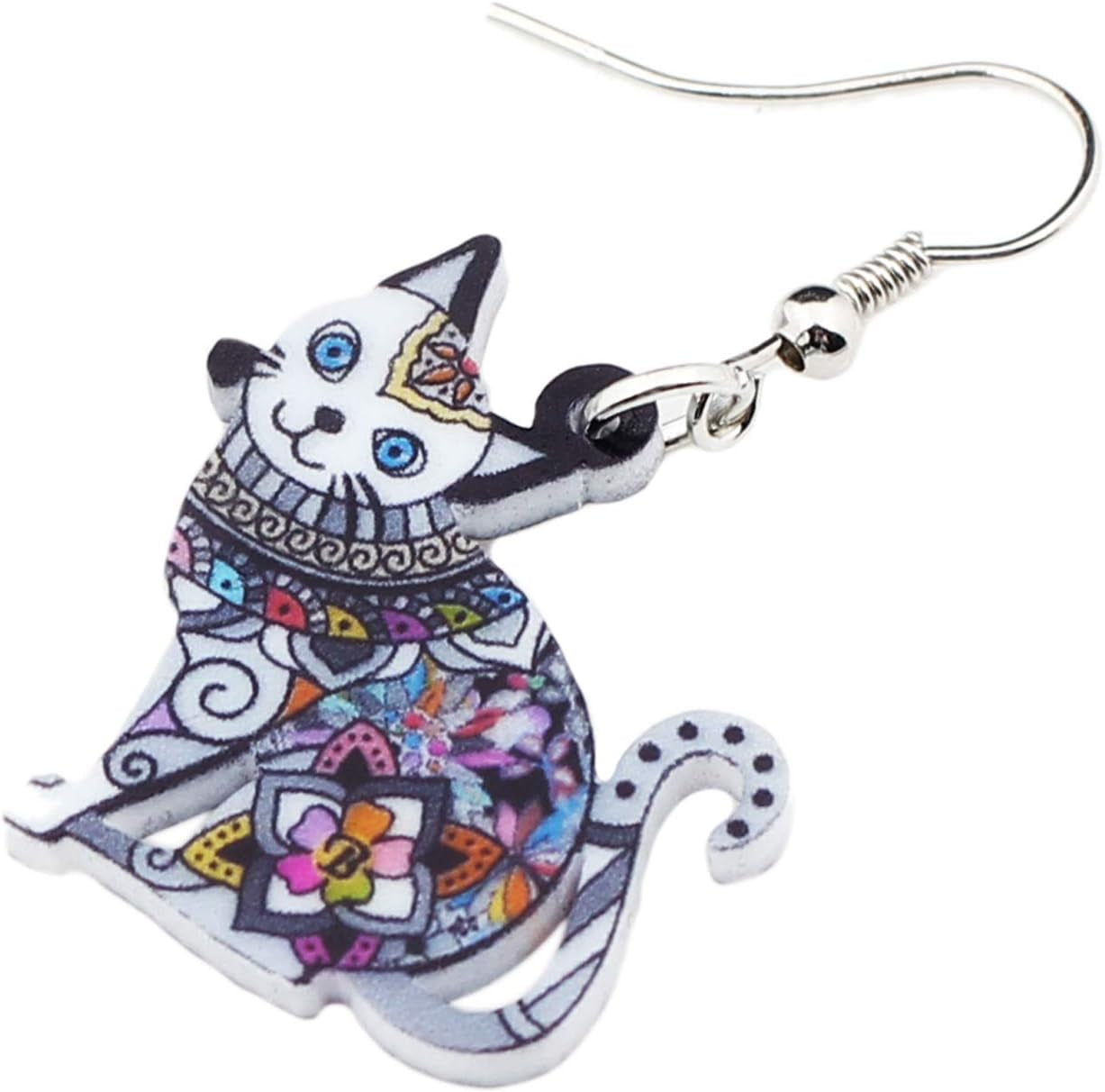 Acrylic Drop Dangle Cat Earrings Pets Novelty Funny Gift for Women by the