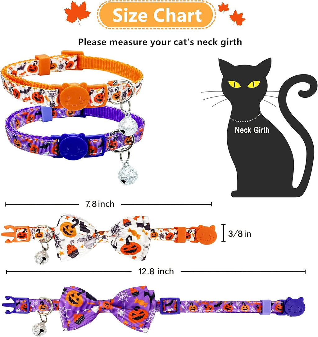 Halloween Cat Collar with Bell - Kitty Kitten Holiday Bow Tie