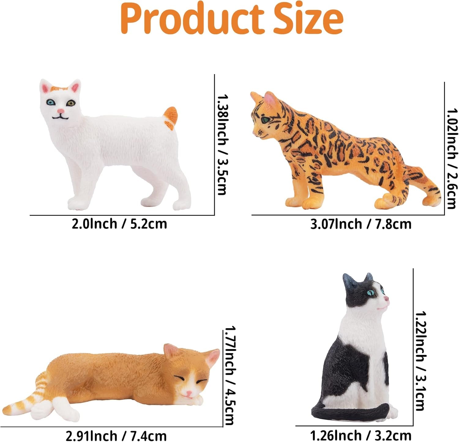 8PCS Realistic Cat Figurines, Educational Cat Figures Toy Set, Kitten Easter Eggs Cat Cake Topper Easter Eggs Birthday Gift for Kids Boys Girls Children