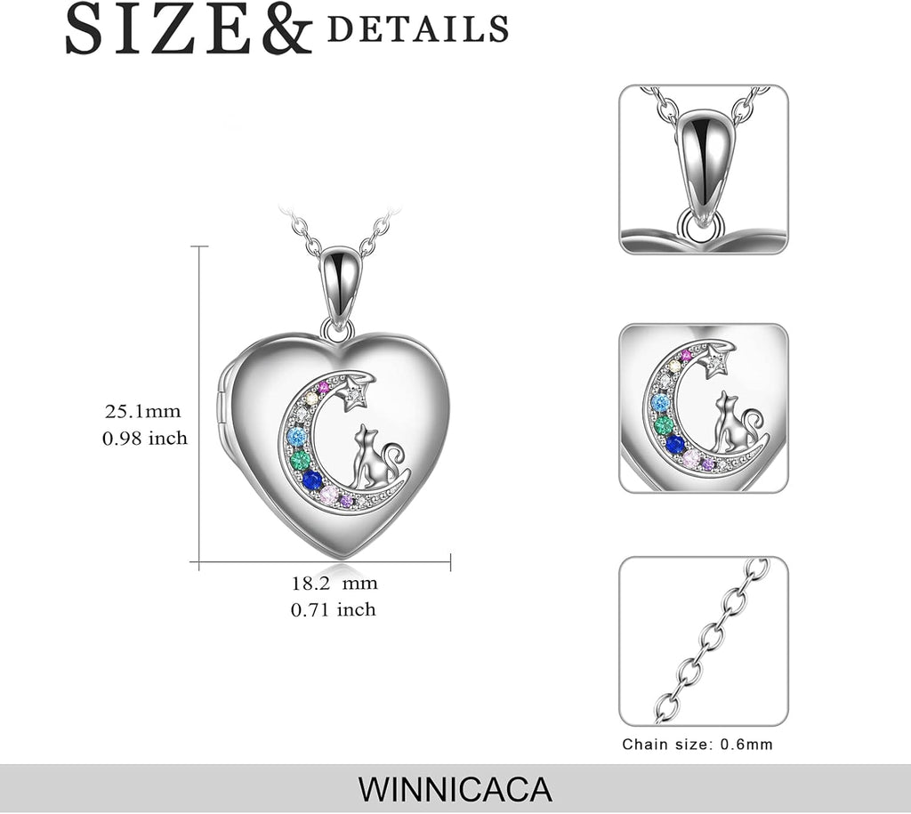 S925 Sterling Silver Heart Lockets Necklace That Holds Pictures Jewelry for Women Photo Pendant Necklace for Birthday Gifts