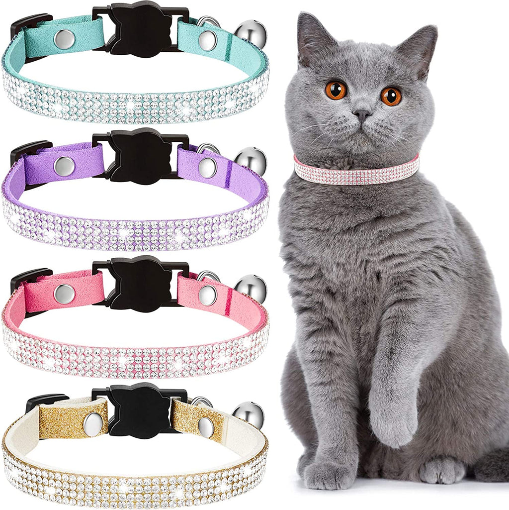 4 Pieces Rhinestones Cat Collars Breakaway Cat Collar