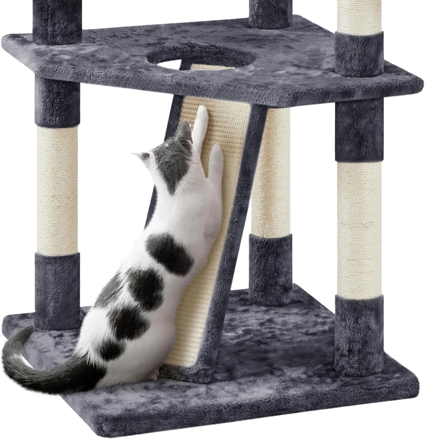 Multi-Level Cat Trees Cat Towers 79In Cat Tree for Indoor Cats with Sisal-Covered Scratching Posts, Plush Perches and Stable Condo for Kittens, Cats and Pets, Dark Gray
