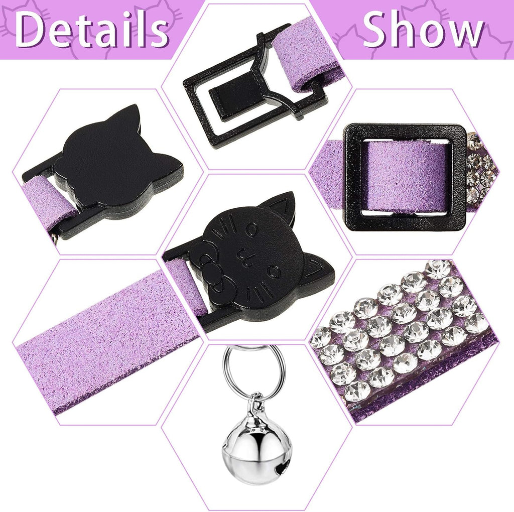 4 Pieces Rhinestones Cat Collars Breakaway Cat Collar