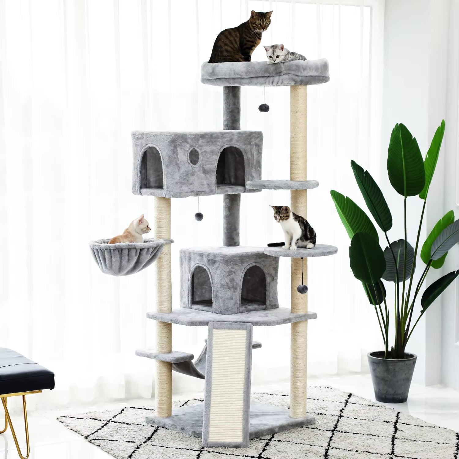 Fast Delivery Cat Tree House Plush Condo Scratching Posts for Cat Kitten Climbing Tree Toy Activity Protect Furniture Cat Towers