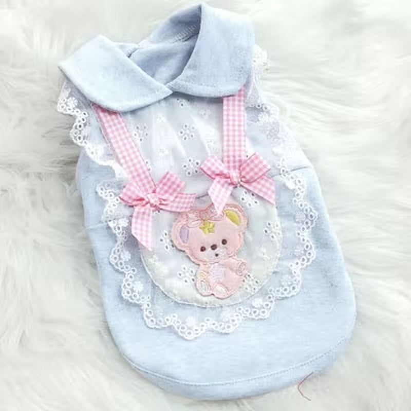 Luxury Plaid Vest Hoodies for Small Dogs Pink Blue Lapel Short Sleeve Elegant Dog Clothes Puppy Cat Shirt Chihuahua Clothing XL