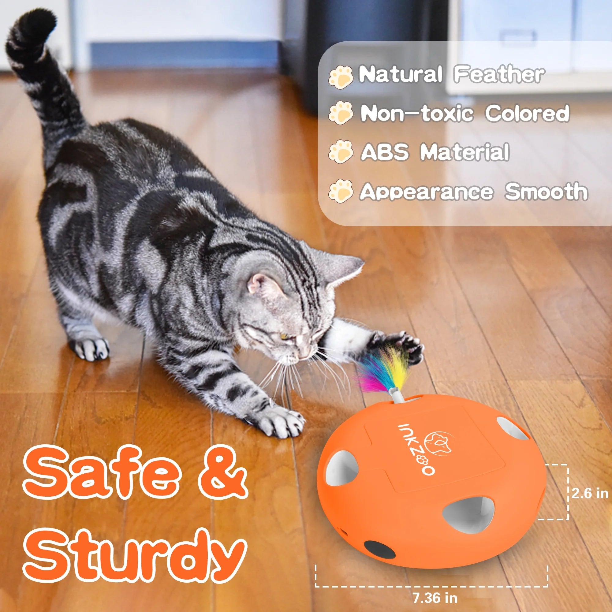 Interactive Cat Toys for Indoor Cats - Exercise Play Kitten Toy with USB Rechargeable