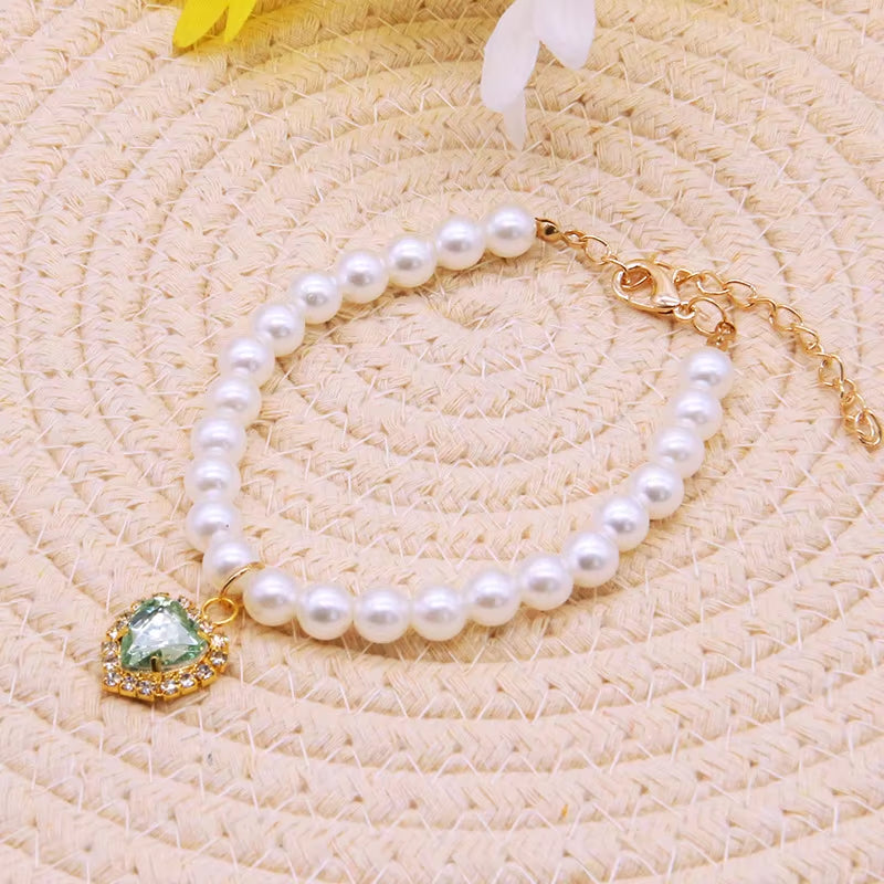 TONG Pet Pearl Collar Dog Princess Necklace Cat Jewelry Cute Collar Puppy Accessories Dog Chain Chihuahua Wedding Jewelry