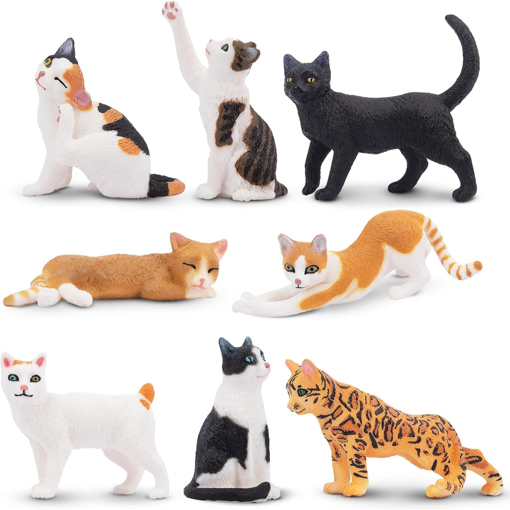 8PCS Realistic Cat Figurines, Educational Cat Figures Toy Set, Kitten Easter Eggs Cat Cake Topper Easter Eggs Birthday Gift for Kids Boys Girls Children