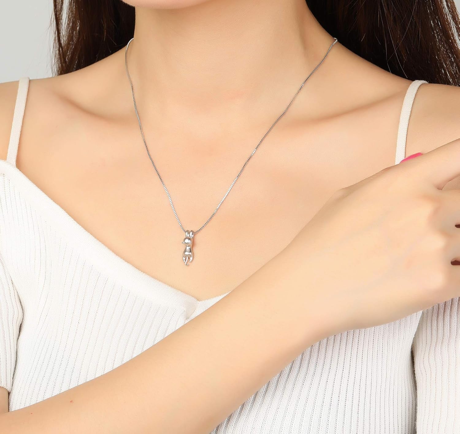 Sterling Silver Cat Necklace for Women - Cat Jewelry Gifts for Cat Lovers, Hummingbird Necklace for Her, Mother'S Day Birthday Graduation Christmas Gift