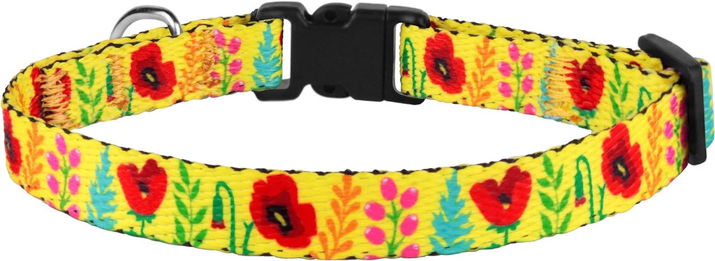 Cat Collar with Removable Bell Floral Pattern 2 Pack Set Flower Adjustable Safety Breakaway Collars for Cats Kitten
