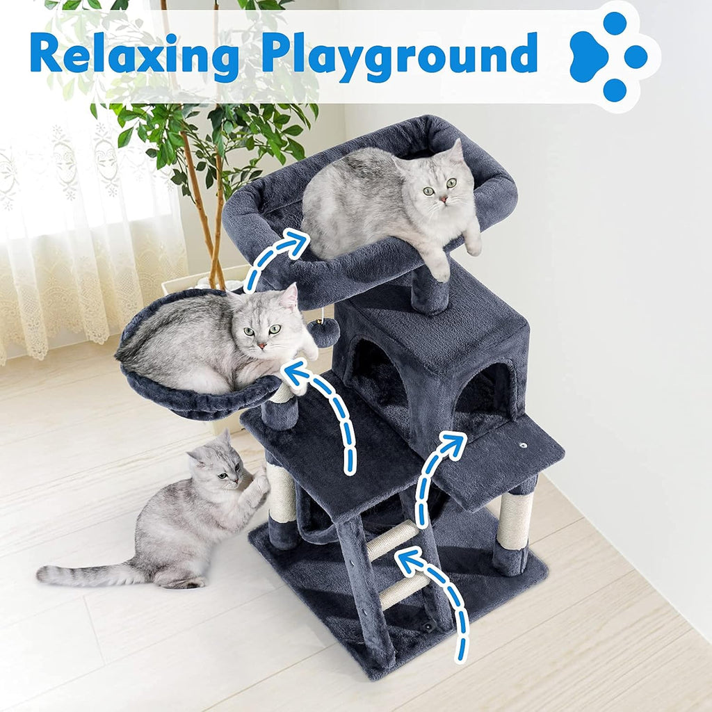 Cat Tree Cat Tower, 39 Inches Multi-Level Cat Tree for Indoor Cats with Cat Condo and Scratching Posts for Kittens Cat Climbing Tower with Plush Perch Kitty Play House for Small Medium Cats