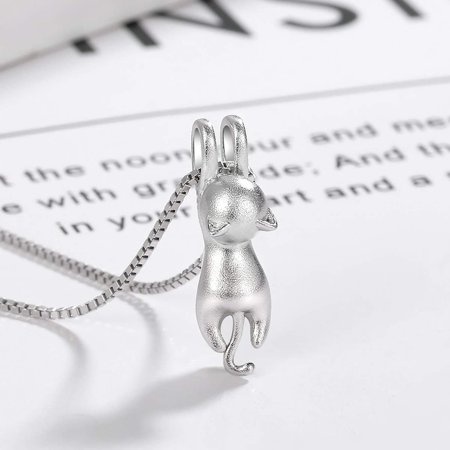 Sterling Silver Cat Necklace for Women - Cat Jewelry Gifts for Cat Lovers, Hummingbird Necklace for Her, Mother'S Day Birthday Graduation Christmas Gift