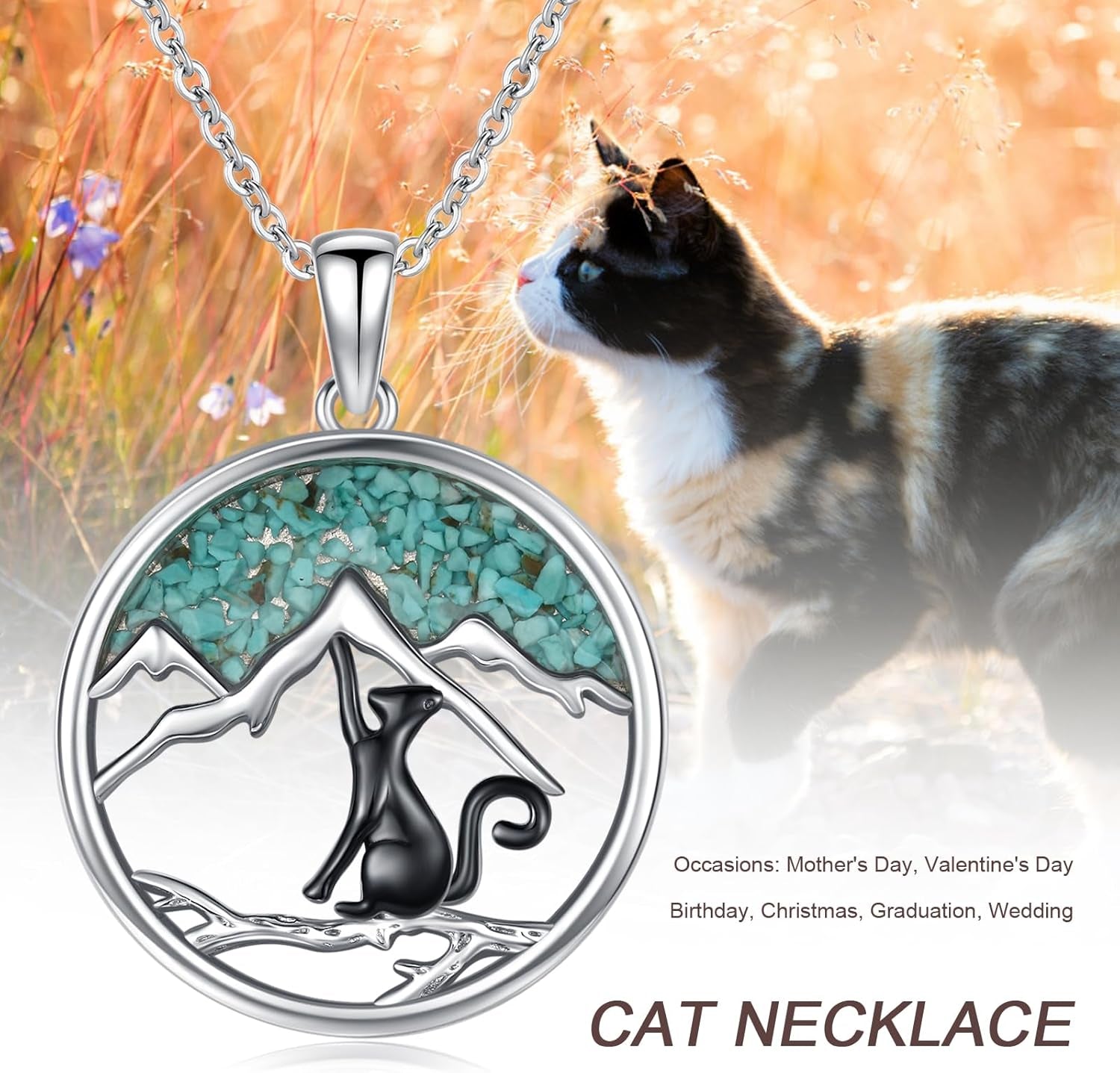 Cat Necklace 925 Sterling Silver Cute Animal Pendant Necklace Cat Jewelry Gifts for Women Cat Lovers