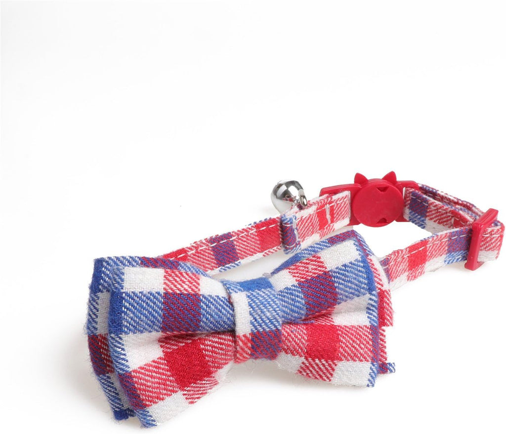 2 Pack/Set Cat Collar Breakaway with Cute Bow Tie and Bell for Kitty and Some Puppies, Adjustable from 7.8-10.5 Inch