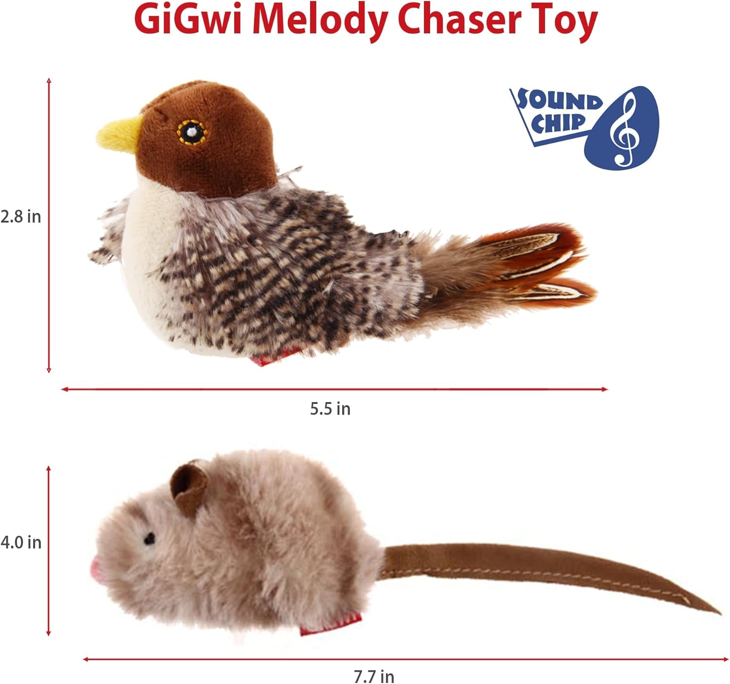 Chirping Bird Cat Toy Set - Interactive Chasing Toy for Indoor Cat