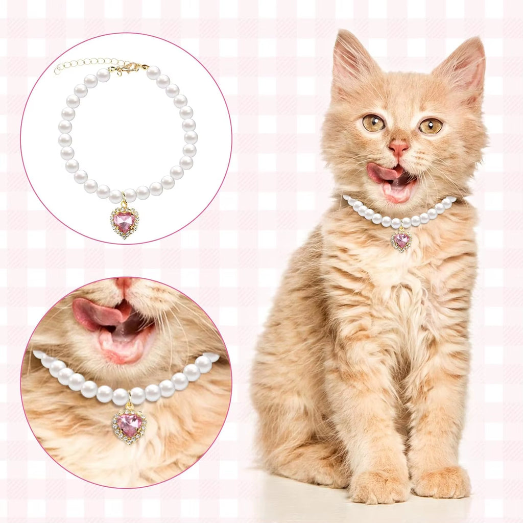 TONG Pet Pearl Collar Dog Princess Necklace Cat Jewelry Cute Collar Puppy Accessories Dog Chain Chihuahua Wedding Jewelry