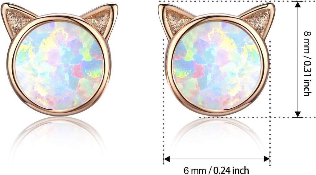 925 Sterling Silver Hypoallergenic Celestial Cute Animal Opal Stud Earrings for Women with Gifts Box