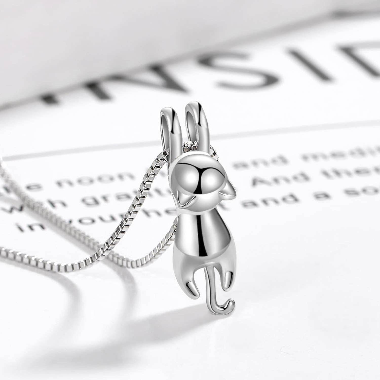 Sterling Silver Cat Necklace for Women - Cat Jewelry Gifts for Cat Lovers, Hummingbird Necklace for Her, Mother'S Day Birthday Graduation Christmas Gift