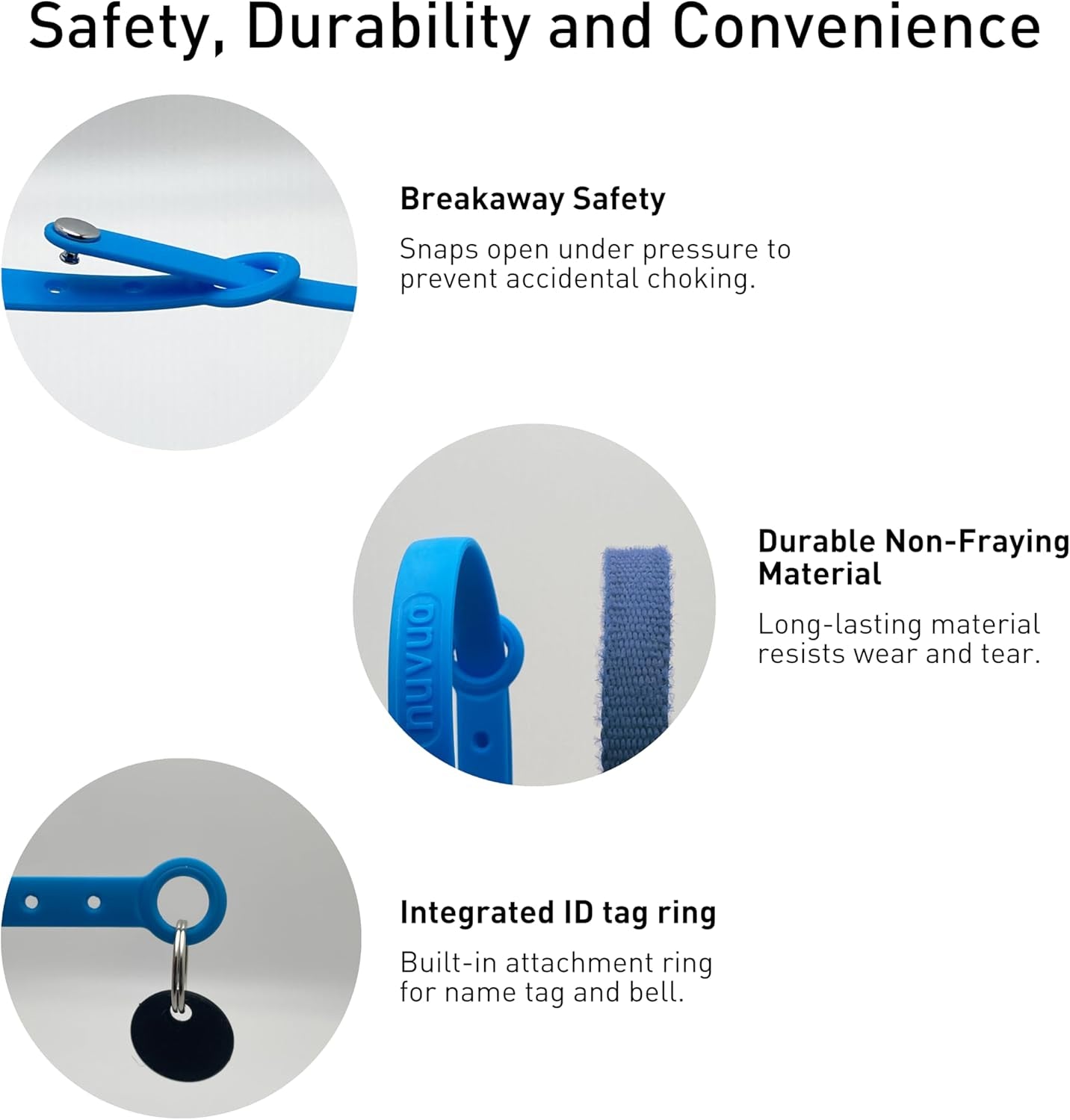 Breakaway Cat Collar - Soft, Comfortable, and Lightweight Safety Buckle Collar with ID Tag Ring for Outdoor Cats and Sensitive Skin Kittens by  (6 ⅞" to 10 ¼", Blue)