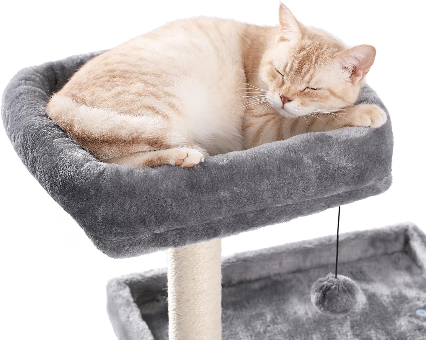 Cat Tree Multilevel and Luxury Cat Towers 50 Inches with 2 Condos, Spacious Perches, Scratching Post, Dangling Balls and Ramp-Gray