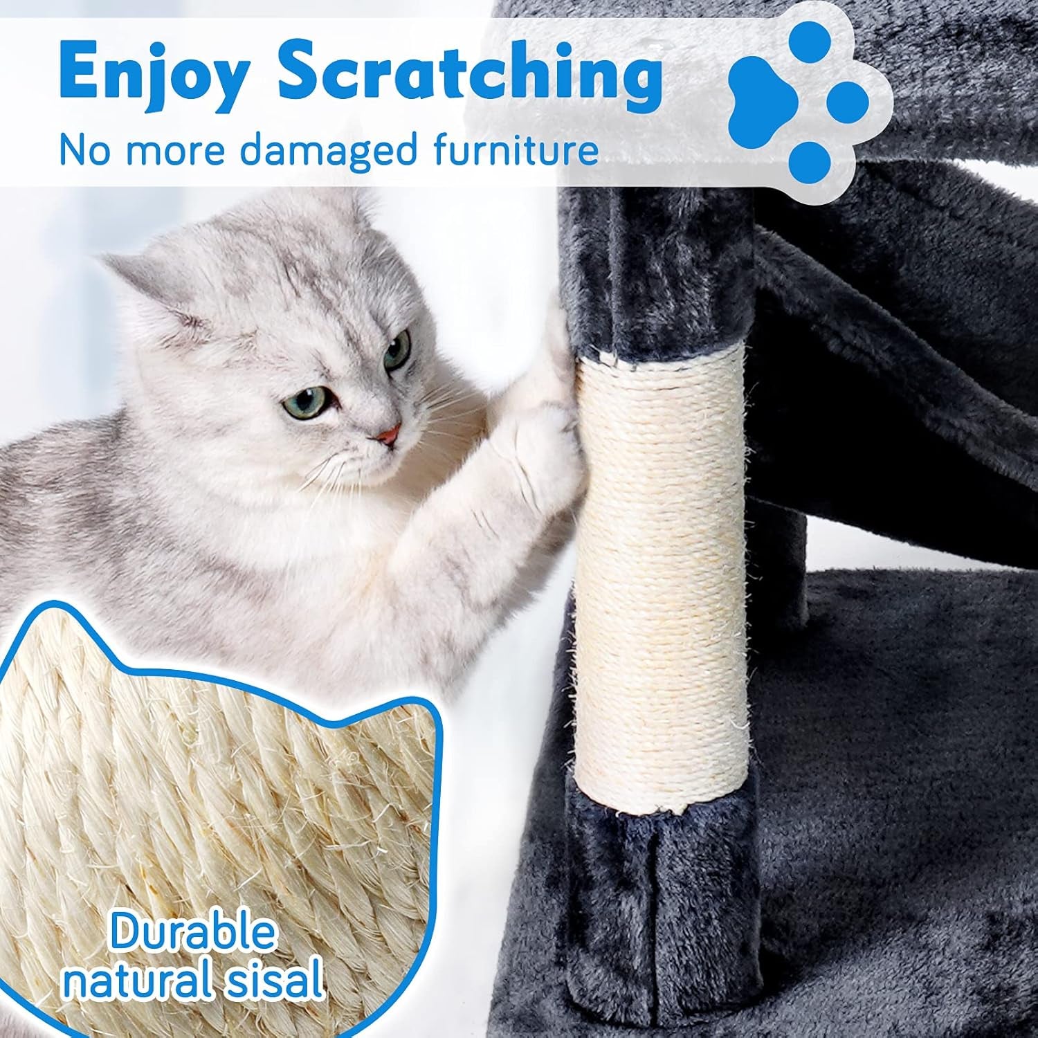 Cat Tree Cat Tower, 39 Inches Multi-Level Cat Tree for Indoor Cats with Cat Condo and Scratching Posts for Kittens Cat Climbing Tower with Plush Perch Kitty Play House for Small Medium Cats