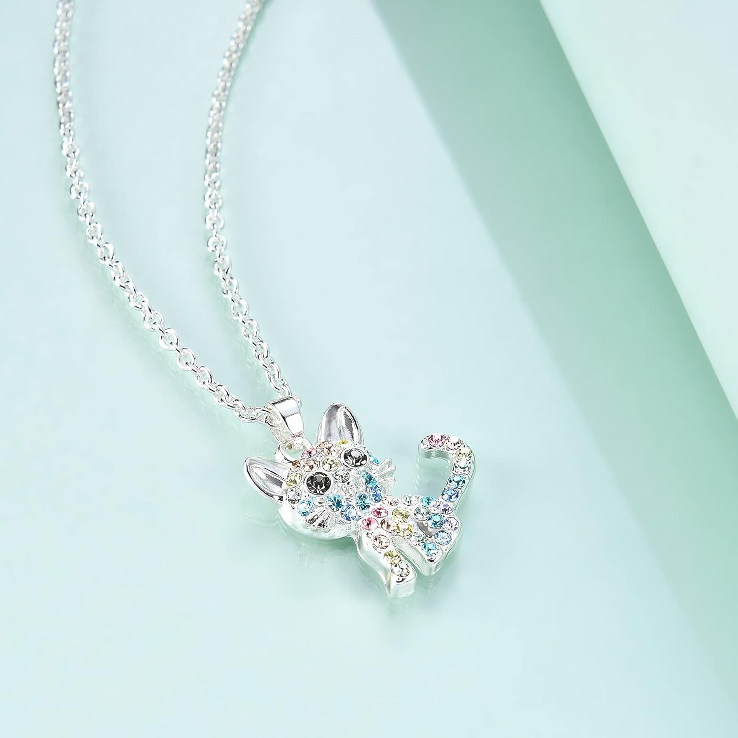 Girls Cat Birthstone Necklace Gifts for Women,Kitty Cats Dog Pendant Necklaces Jewelry for Cat Lovers