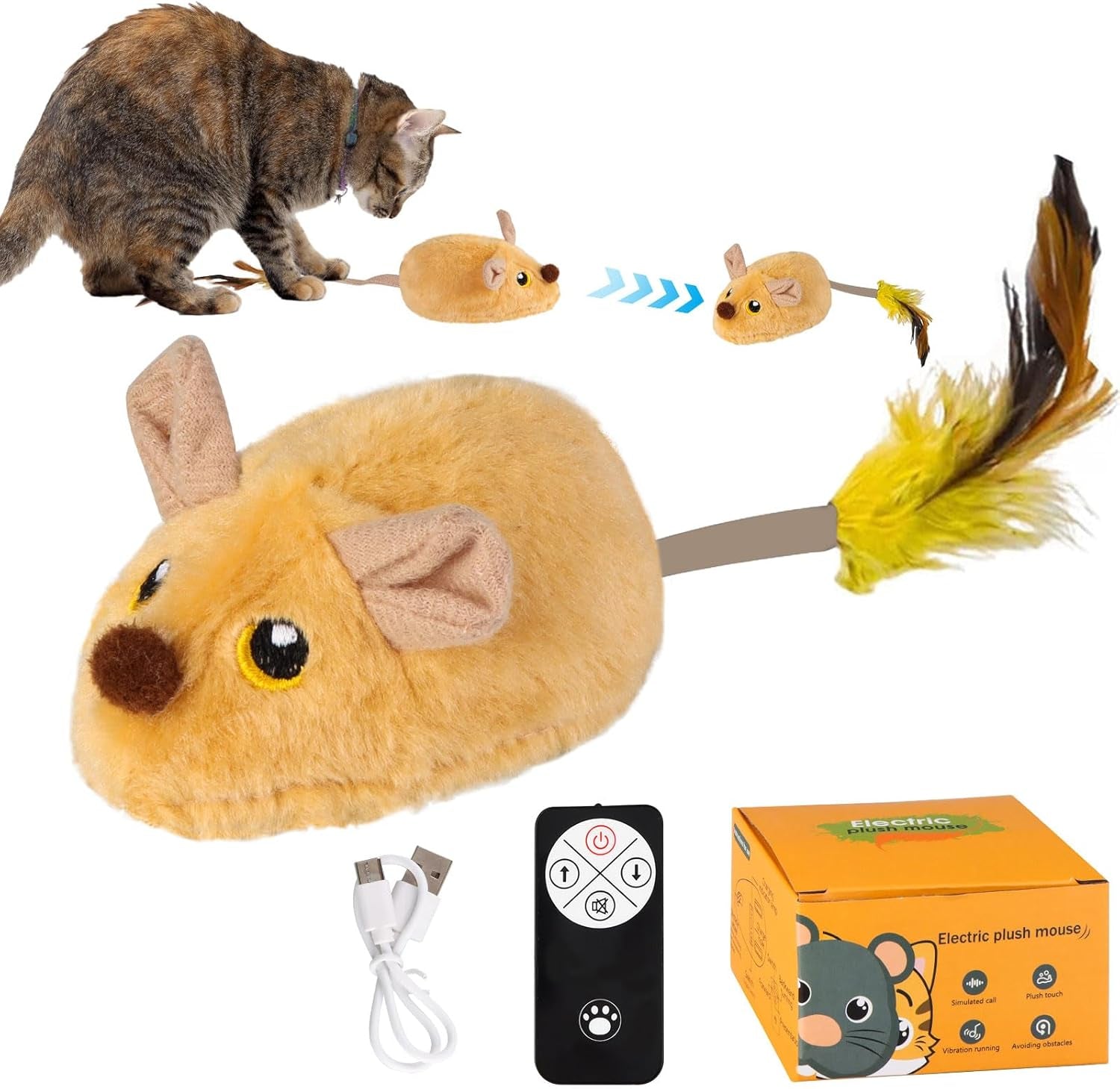 Remote Control Mouse Toy,2025 New Remote Control Cat Toys Mice Electronic Moving