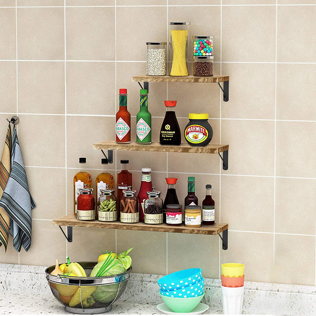 Floating Shelves for Wall, Rustic Wood Wall Shelves Decor Set of 3