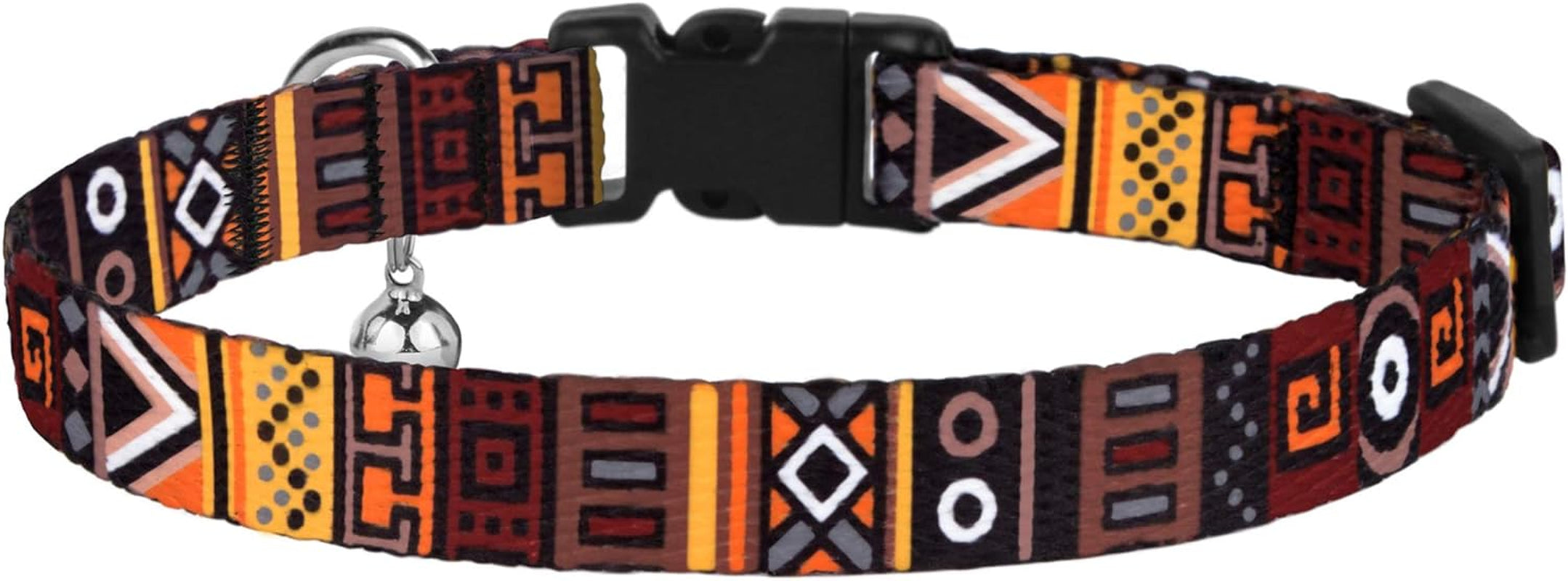 2 PCS Breakaway Cat Collar with Bell Tribal Nylon Pet Collars for Cats Kitten (Pattern 2 + Pattern 3)