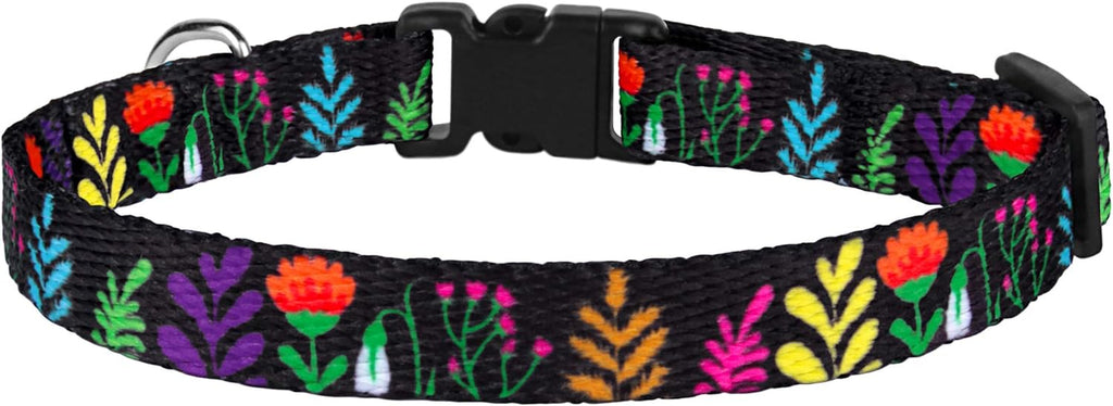 Cat Collar with Removable Bell Floral Pattern 2 Pack Set Flower Adjustable Safety Breakaway Collars for Cats Kitten