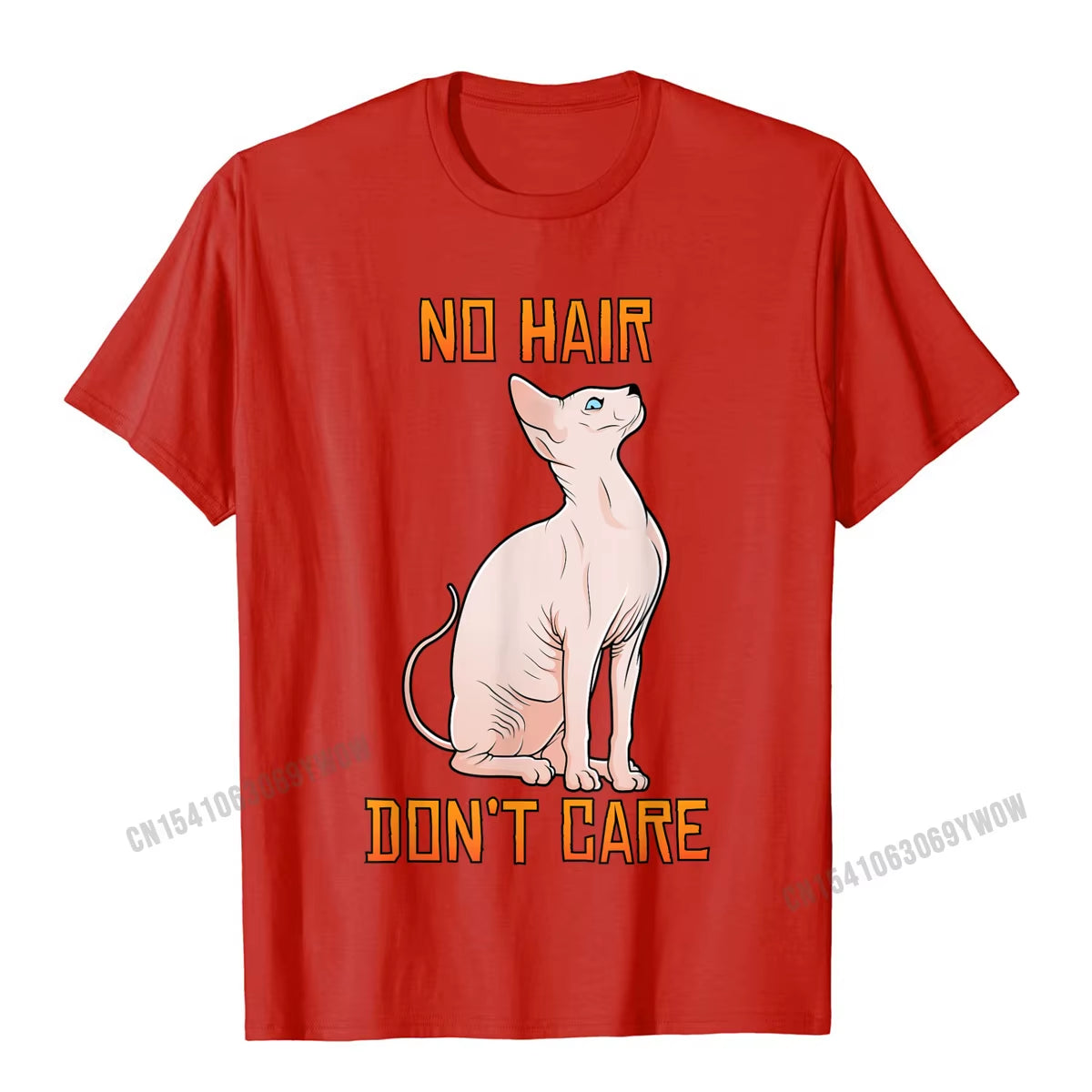 Cute Hairless Sphynx Cat Shirt No Hair Dont Care T-Shirt Camisas Men Casual Tshirts for Men Cotton Tops Tees Normal Fitted